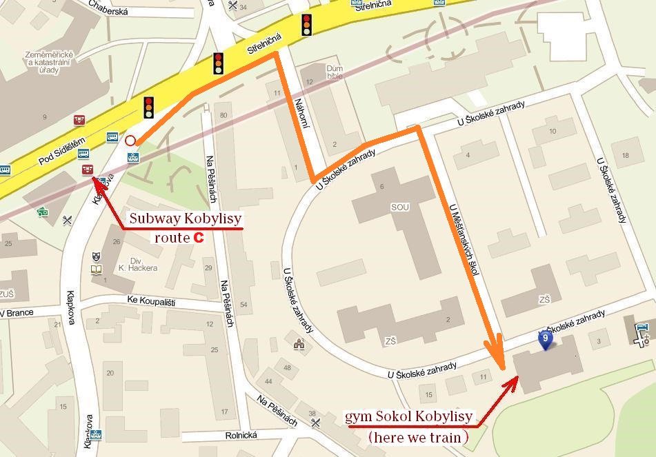 Map of Gyms in Kobylisy